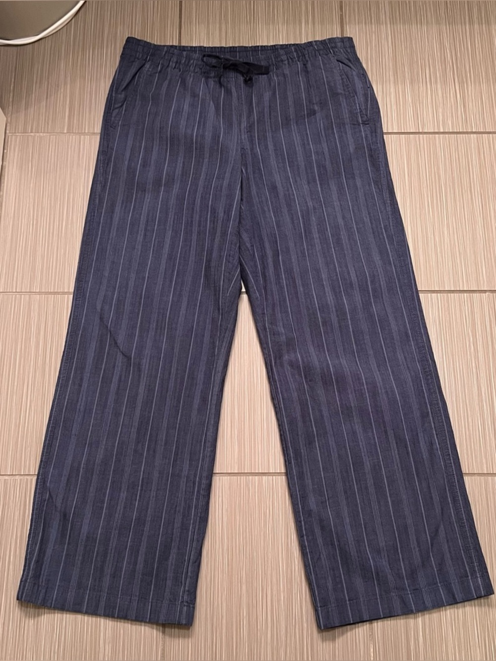 LL Bean Favorite Fit Pants cotton striped navy
